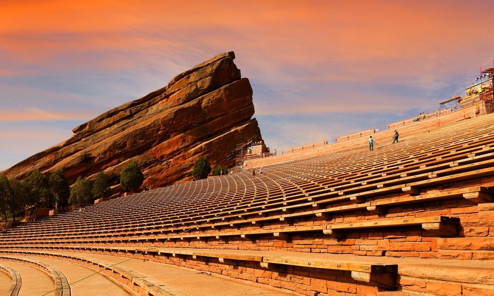 Curved,Benches,At,Red,Rocks,Amphitheatre,In,Denver,Colorado.,Red